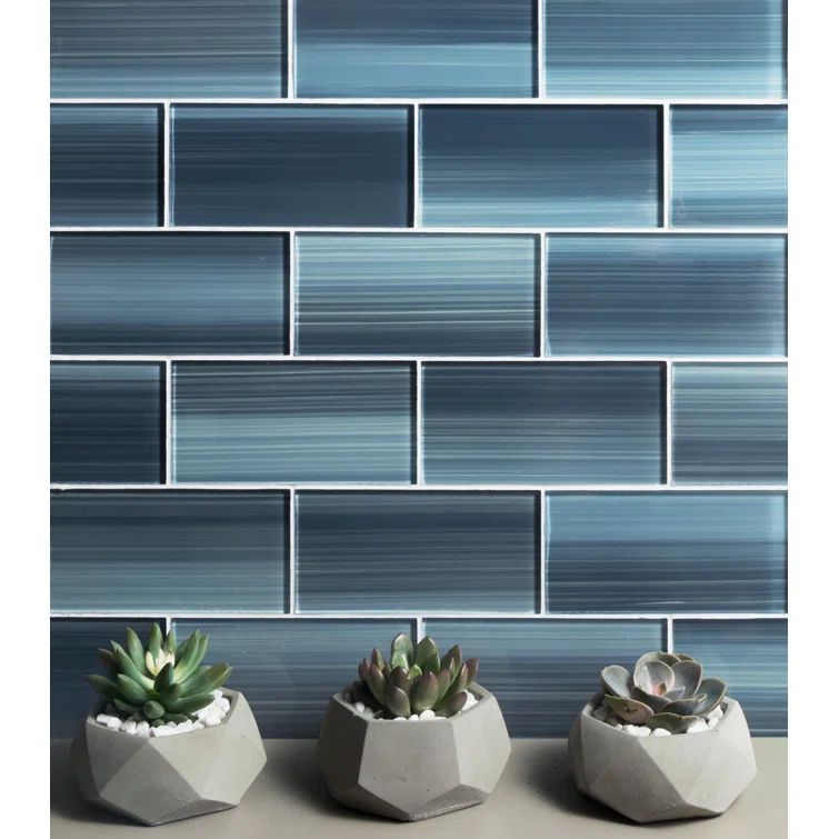Hand Painted Shades of Gray 3" x 6" Glass Subway Tile