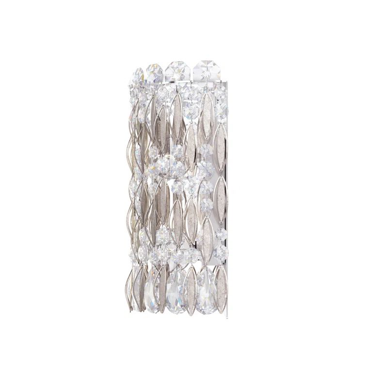 Antique Silver Cylinder Sconce with Dimmable Clear Heritage Crystal