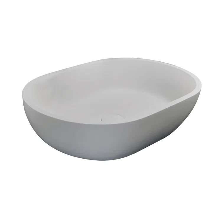 Matte White Resin Oval Above-Counter Vessel Sink