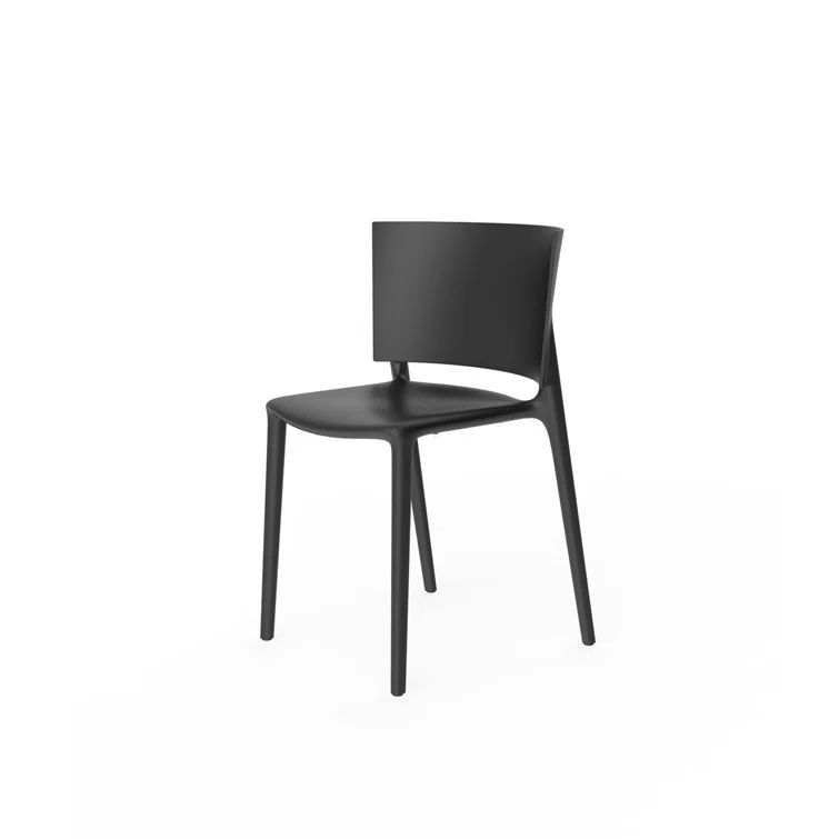 Black Matte Polypropylene Armless Side Chair