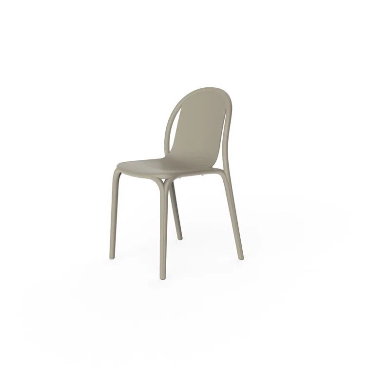 Ecru Matte Finish Polypropylene Stackable Dining Chair Set of 4