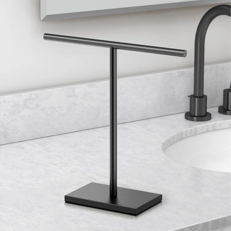 Matte Black Freestanding Countertop Hand Towel Holder with Weighted Base