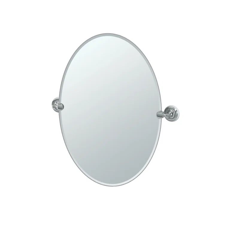 Frameless Oval Chrome Vanity Mirror with Beveled Glass