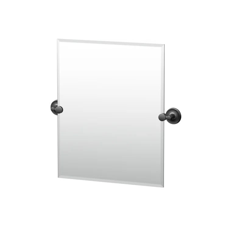 24" x 24.5" Matte Black Frameless Rectangular Vanity Mirror