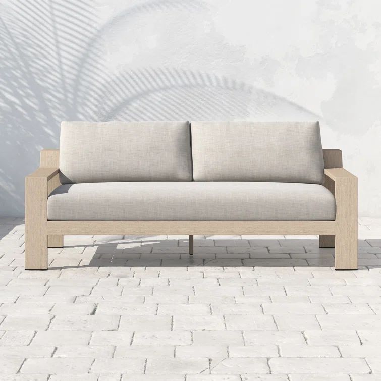 Stone Gray Teak Two-Seat Outdoor Couch
