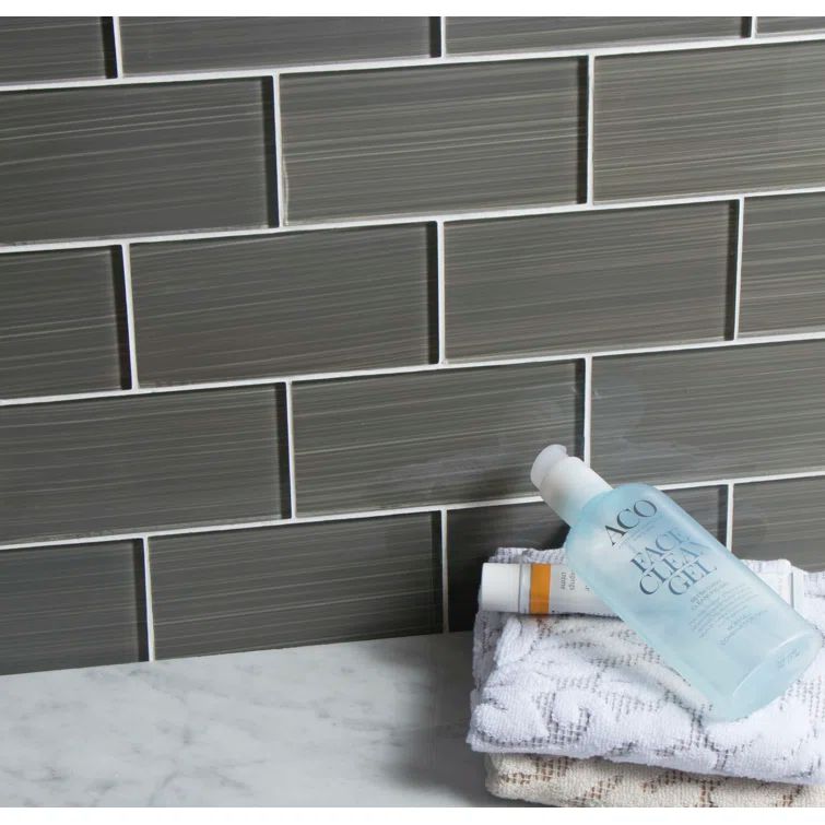 Premium Dark Gray Hand Painted Glass Subway Wall Tile
