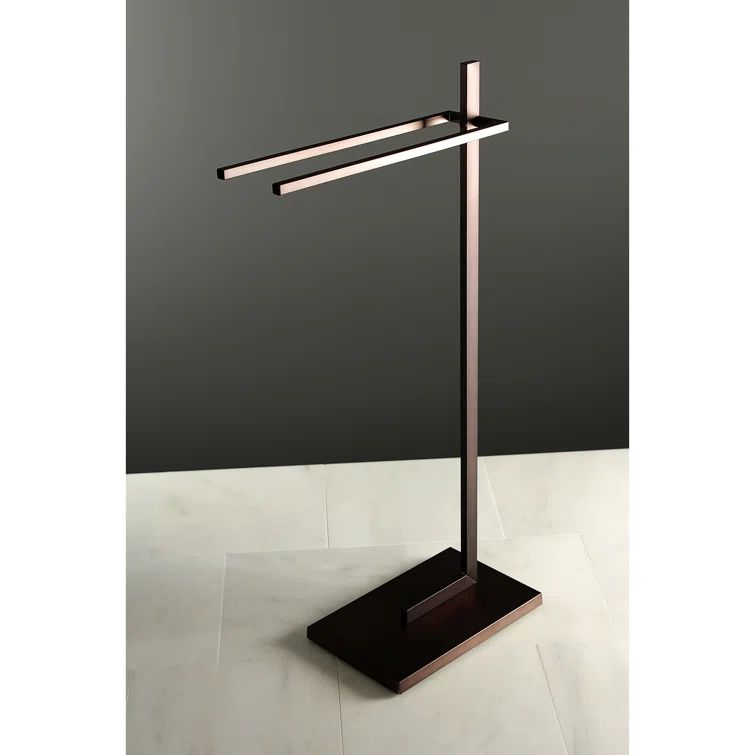 Modern Oil Rubbed Bronze Dual Towel Rack with Weighted Base