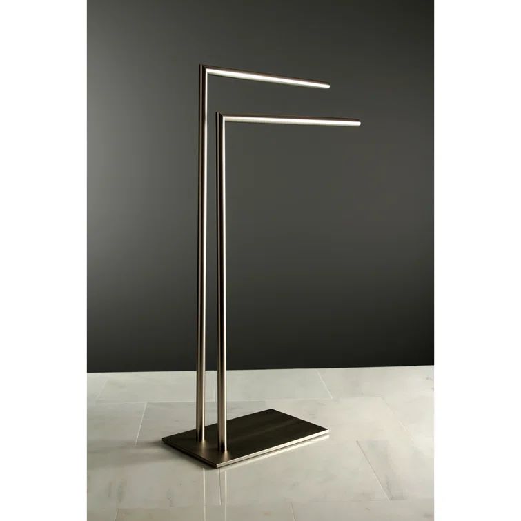 Modern Brushed Nickel Freestanding Dual Towel Rack