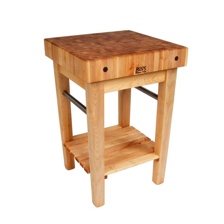 Maple Wood Butcher Block Cart with Casters, 36 Inch