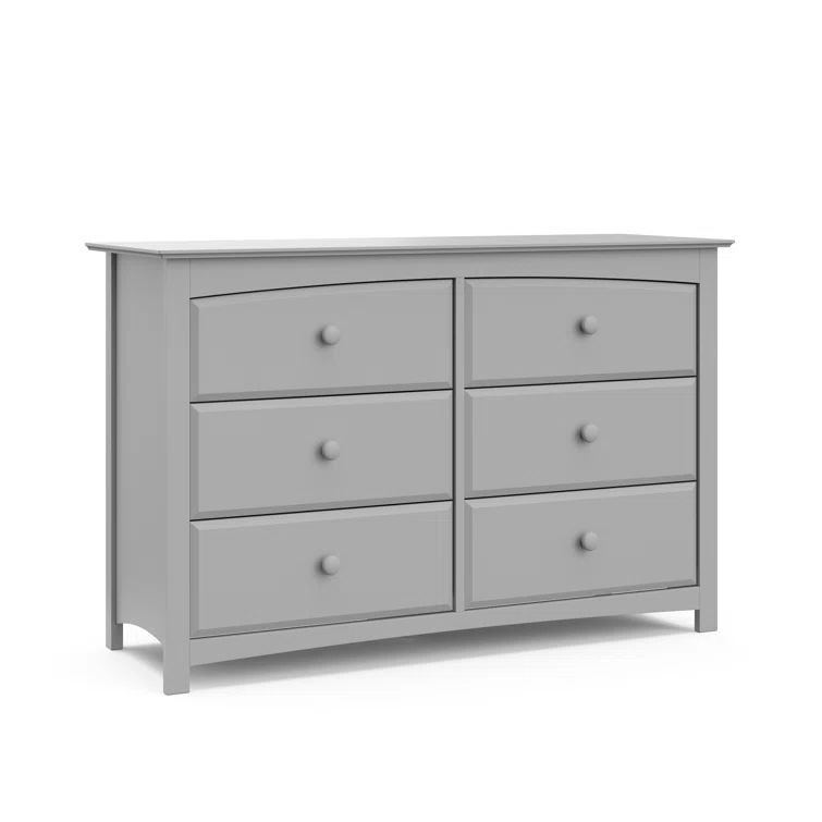Pebble Gray Double Nursery Dresser with Six Drawers