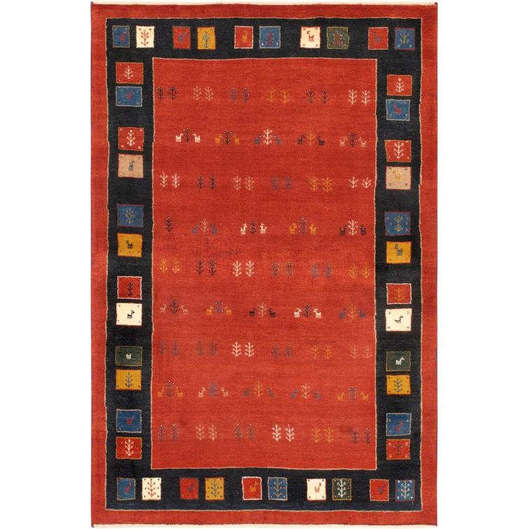 Rustic Hand-Knotted Rust Wool 3'11" x 5'11" Area Rug