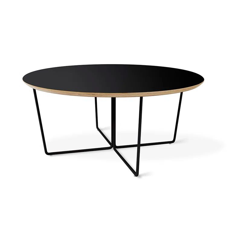Array Round Black Wood and Metal Coffee Table