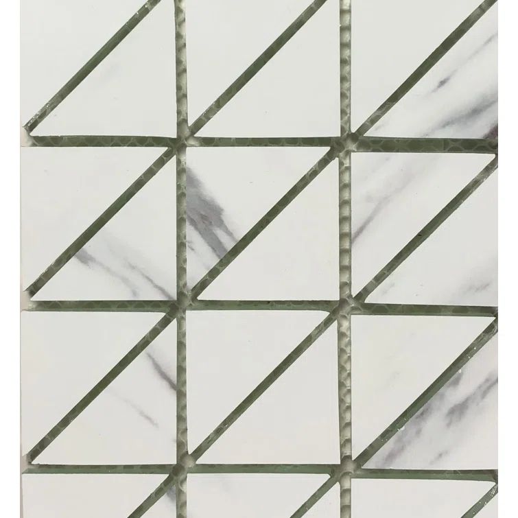Musico Carrara White Glass Mosaic Tile 12-in x 12-in