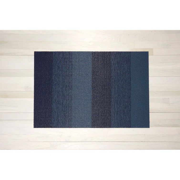 Bay Blue Marbled Stripe Easy Care Shag Mat