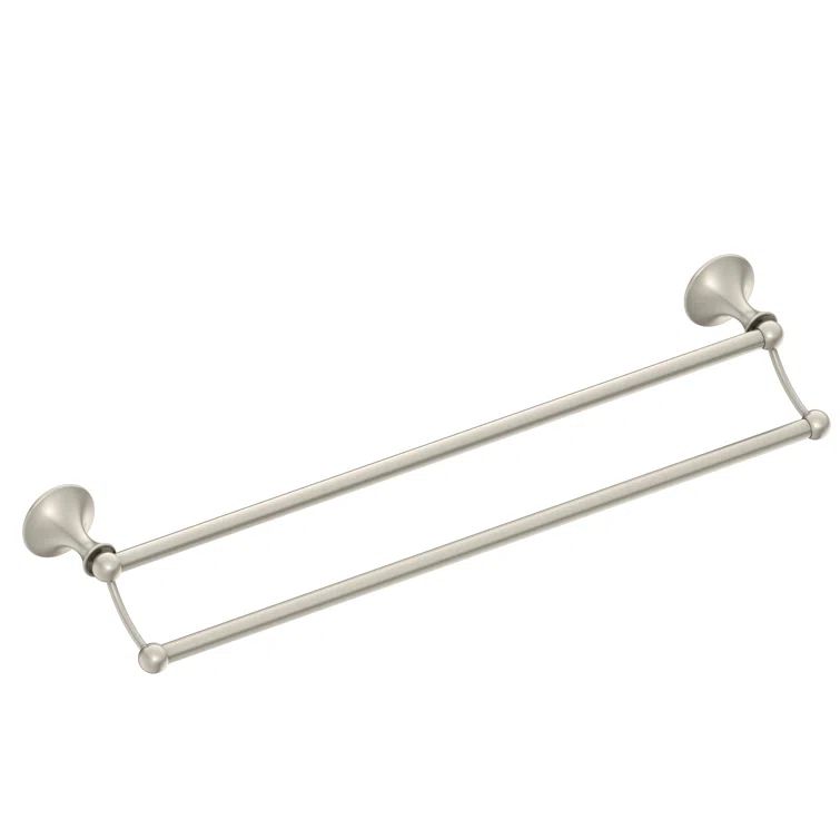 Brushed Nickel 24-Inch Double Wall Mounted Towel Bar