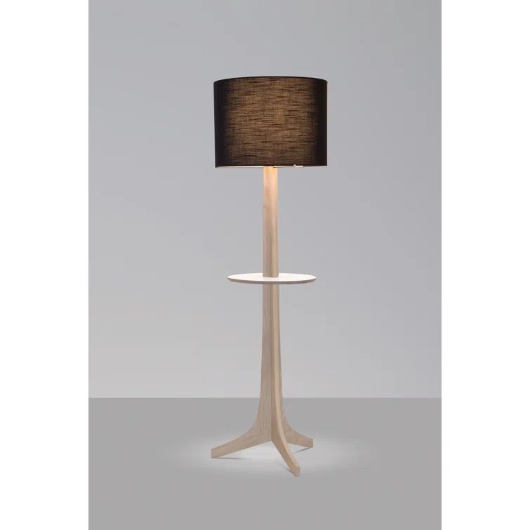 Nauta 59" Tripod Floor Lamp Black Amaretto & Brushed Brass with White Washed Oak
