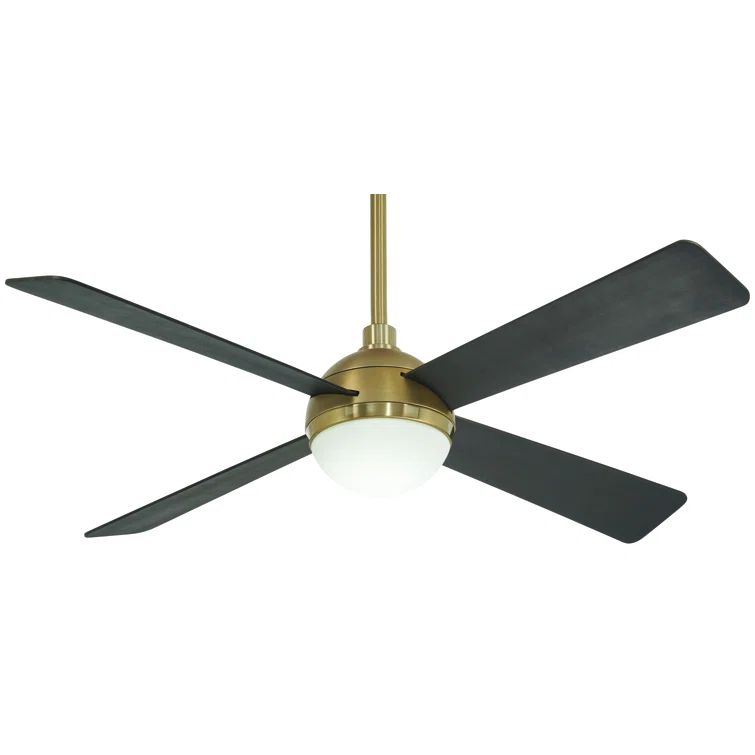 54'' Soft Brass Ceiling Fan with Remote and LED Light
