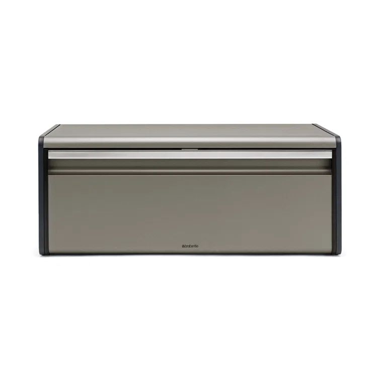 Taupe Stainless Steel Rectangular Fall Front Bread Box