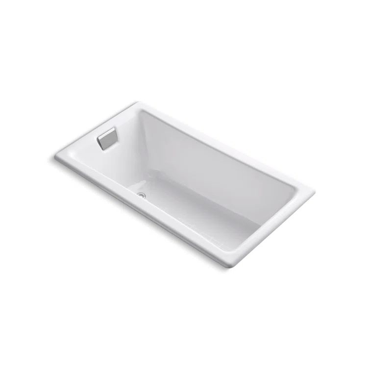 White Cast Iron Alcove Drop-In Soaking Bathtub