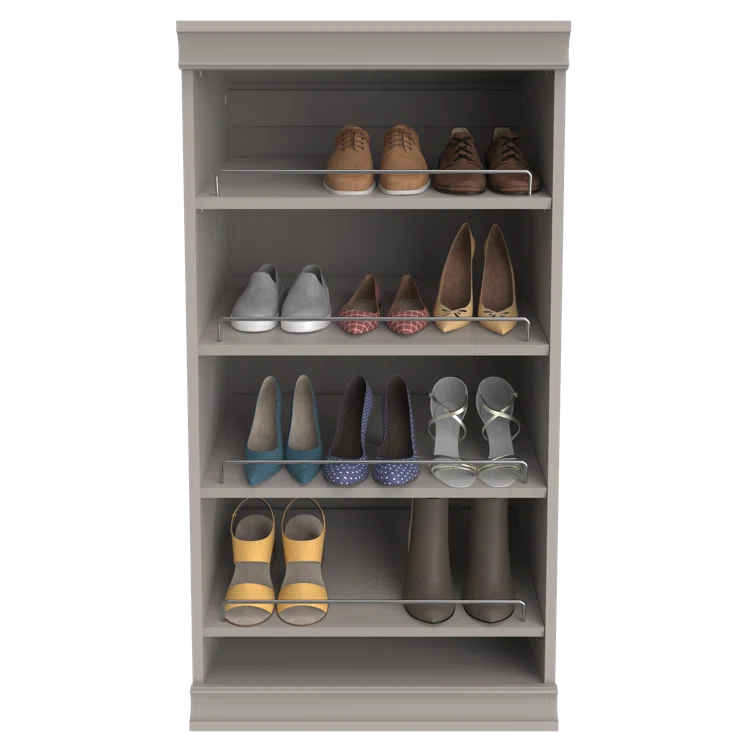 Taupe Modular Stackable Shoe Shelf with Metal Accents