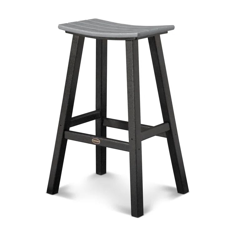 Slate Grey and Black 30" Saddle Bar Stool