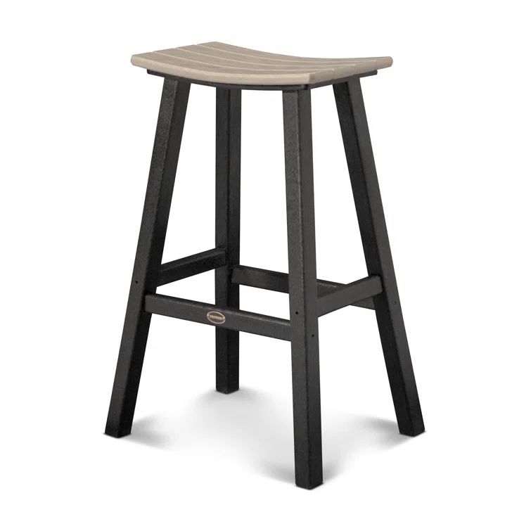 Black and Sand Armless Saddle Bar Stool