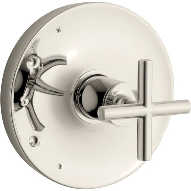 Vibrant Polished Nickel Cross Handle Shower Valve Trim