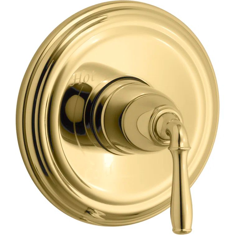 Vibrant Polished Brass Wall-Mounted Lever Valve Trim