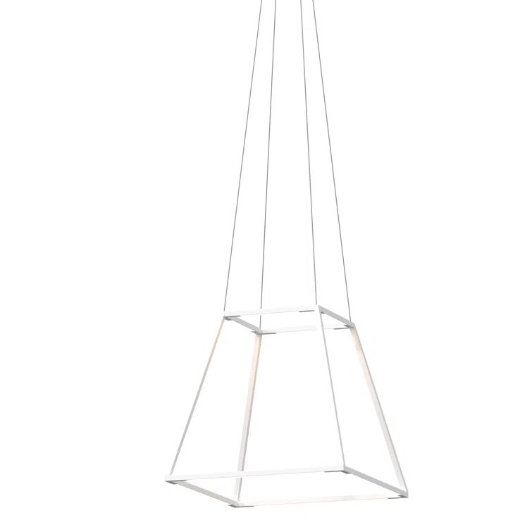 Z-Bar Rise Square Matte White Aluminum LED Pendant Light