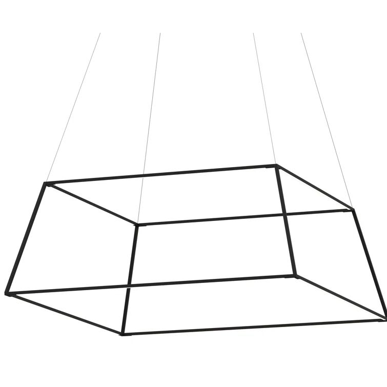 Z-Bar Rise Square Matte Black Aluminum LED Pendant