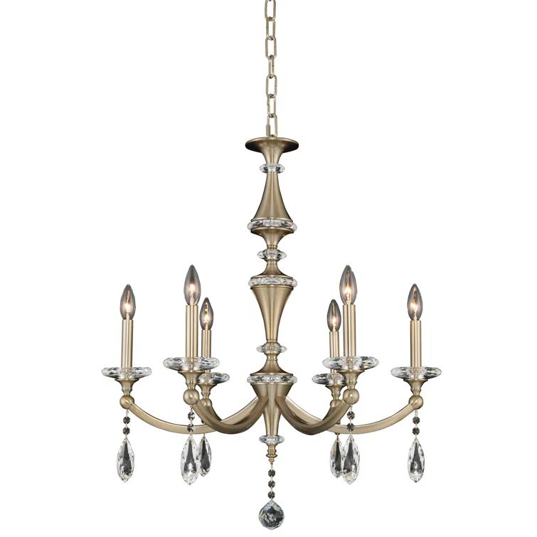 Matte Brushed Champagne Gold Crystal Candle Chandelier
