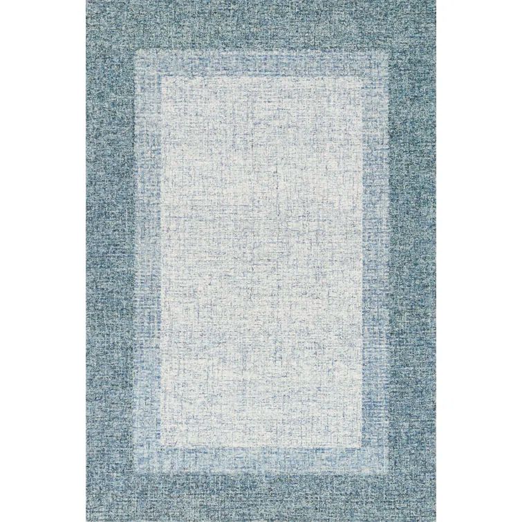 Aqua Hand-Tufted Wool Rectangular Area Rug