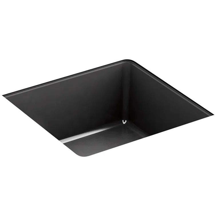 Black Ceramic Square Undermount Bathroom Sink with Overflow
