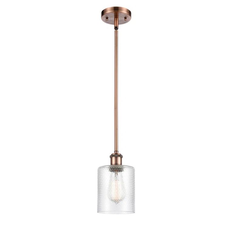 Antique Copper Mini Drum Pendant with Clear Glass Shade