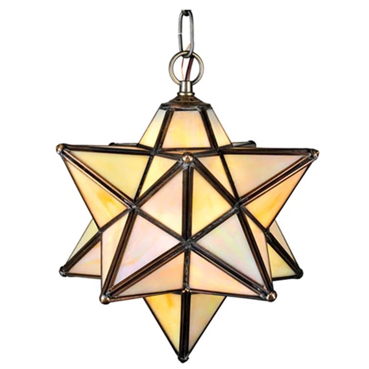 Moravian Star Iridescent Beige Glass Mini Pendant Light