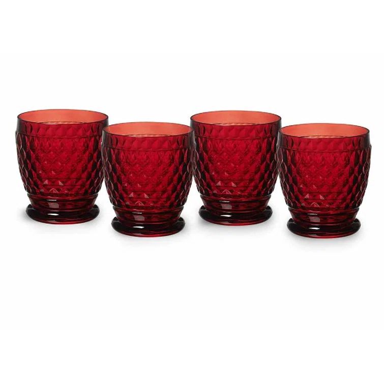 Villeroy & Boch Boston Red Crystal Double Old-Fashioned Glasses Set of 4