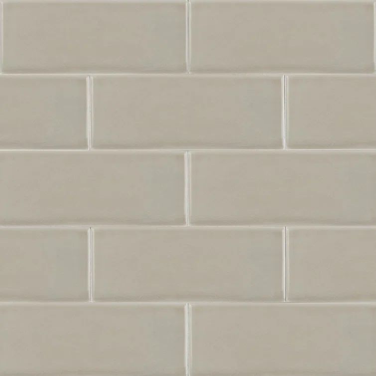 Portico Pearl Glossy Ceramic Subway Wall Tile, 4" x 12"