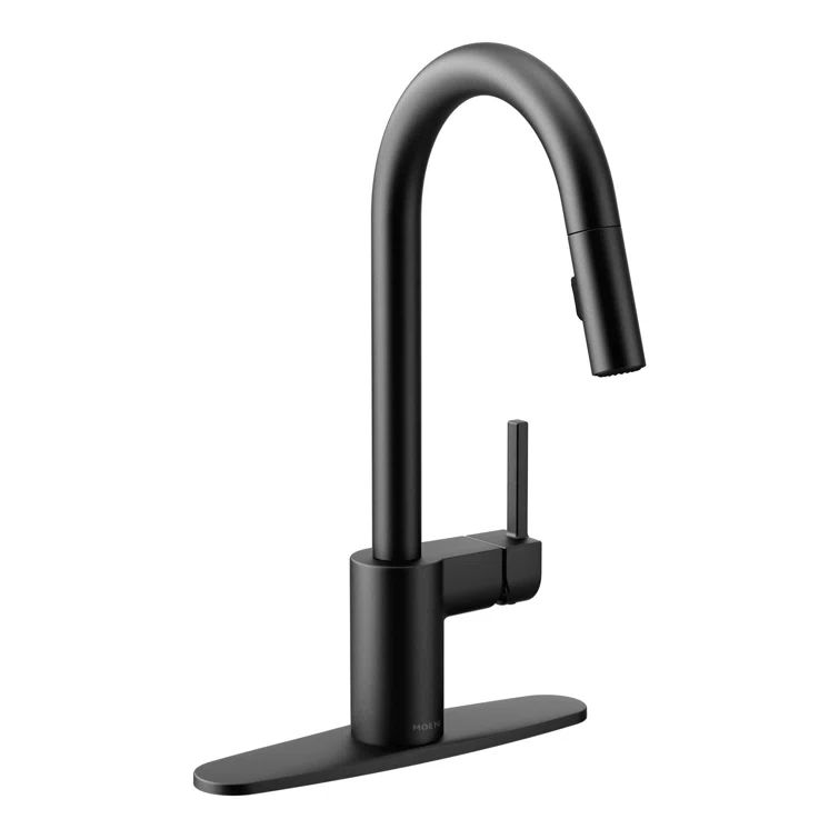 Matte Black Stainless Steel Modern Kitchen Faucet with Pull-down Spray