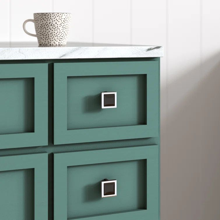 Polished Chrome Square Knob with Black Accent