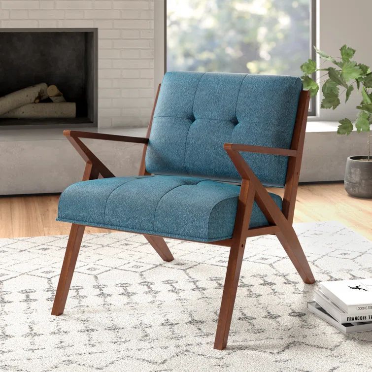 Mid-Century Modern Rocket Lounge Chair in Blue and Pecan