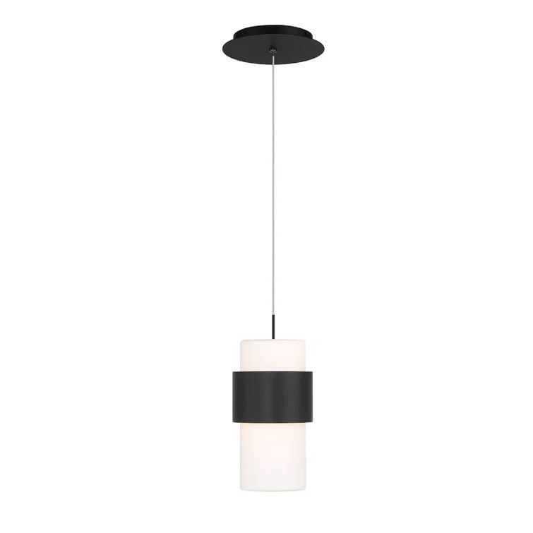 Sleek Black Mini LED Pendant with Etched Opal Glass