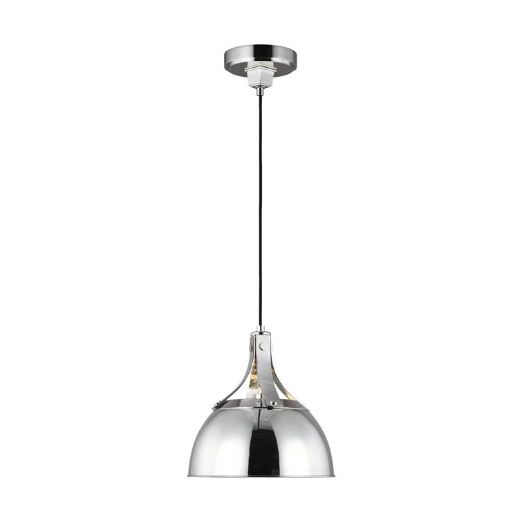 Logan Mini Bowl Pendant Light in Polished Nickel 12.25" H