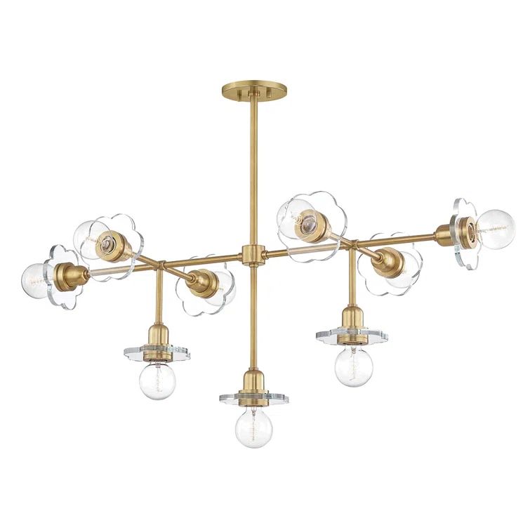 Alexa Aged Brass 9-Light Chandelier with Clear Crystal Shades