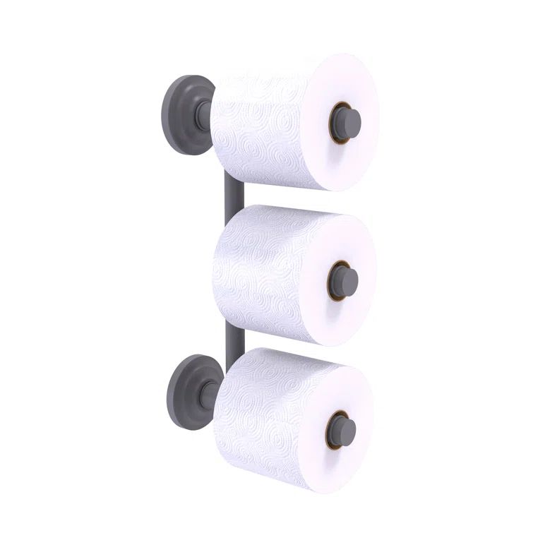 Matte Gray Brass Wall Mounted 3-Roll Toilet Paper Holder