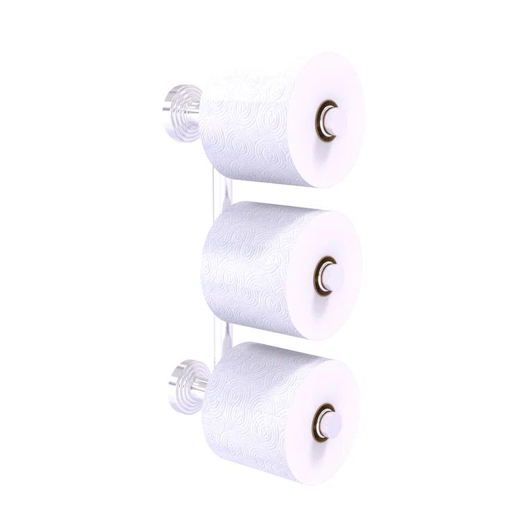 Satin Chrome Wall Mounted Triple Roll Toilet Paper Holder