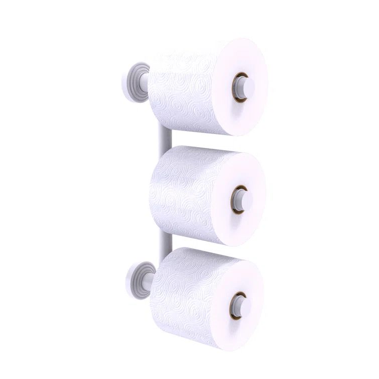 Matte White Solid Brass Wall Mounted Triple Toilet Paper Holder