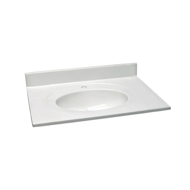 Solid White Cultured Marble 31-Inch Vanity Top with Integrated Backsplash