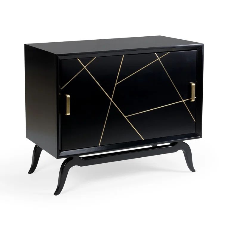 Wildwood Sinatra Black and Red Revolving Door Accent Cabinet