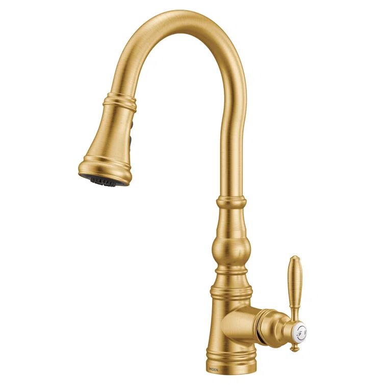 Brushed Gold Transitional Kitchen Faucet with Pull-out Spray