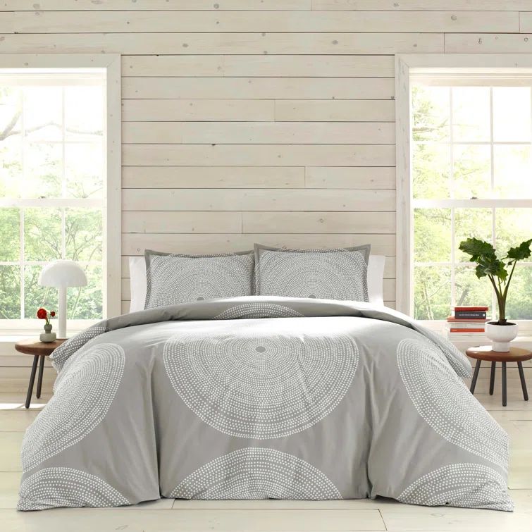 Fokus Light Gray Cotton King Duvet Cover Set with Shams